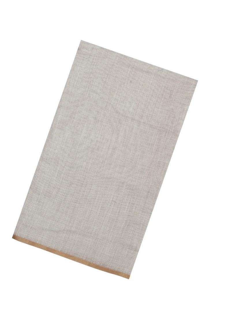 Taupe Printed Synthetic Linen Saree With Contrast Pallu For Women - Indya