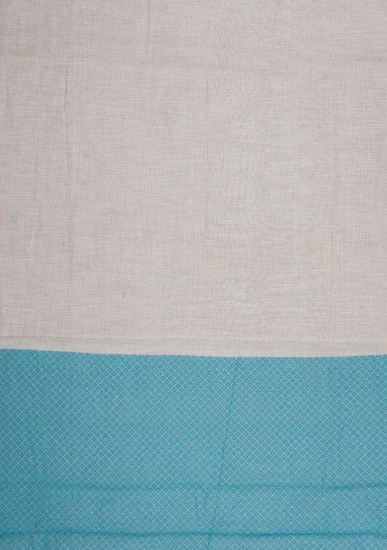 Taupe Printed Synthetic Linen Saree With Contrast Pallu For Women - Indya
