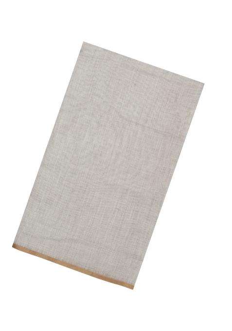 Taupe Printed Synthetic Linen Saree With Contrast Pallu For Women