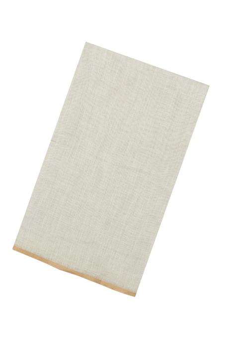 Taupe Printed Synthetic Linen Saree With Contrast Mustard Pallu For Women