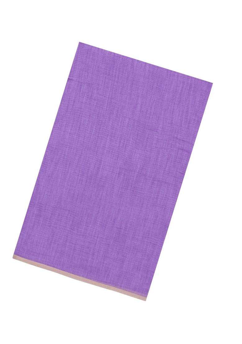 Lavander Lavender Printed Synthetic Linen Saree With Contrast Mustard Pallu For Women - Indya