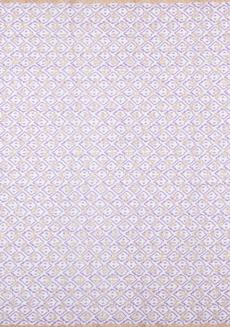 Lavander Lavender Printed Synthetic Linen Saree With Contrast Mustard Pallu For Women - Indya