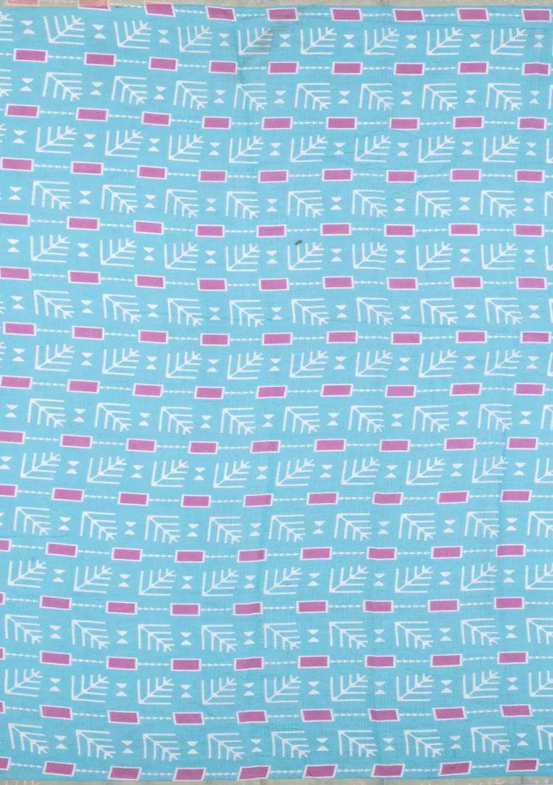 Dusty Pink Printed Synthetic Linen Saree With Contrast Pallu For Women - Indya
