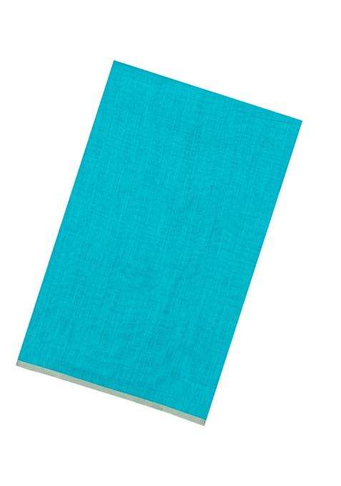 Turquoise Printed Synthetic Linen Saree With Contrast Pallu For Women