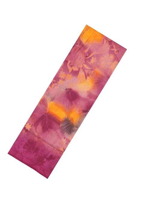Magenta Printed Synthetic Linen Saree With Floral Motifs For Women