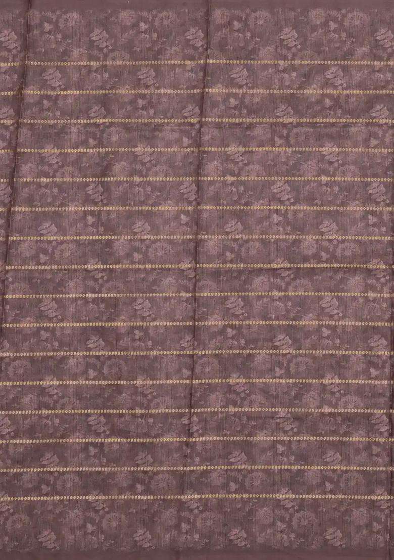 Dark Grey Printed Synthetic Dola Silk Saree With Checks Floral Border For Women - Indya