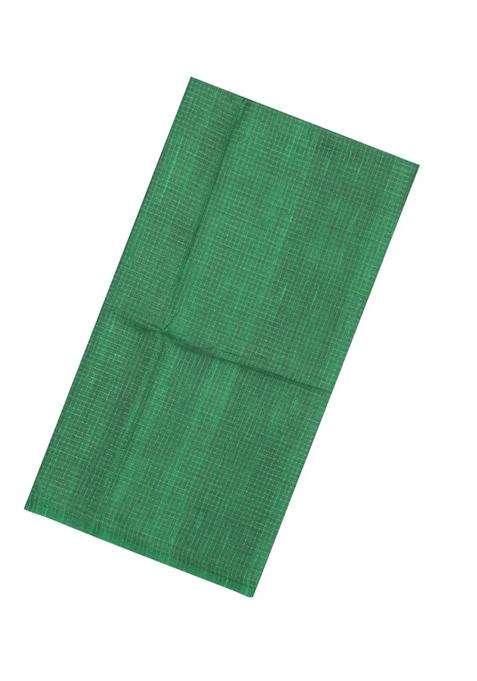 Green Printed Synthetic Tussar Silk Saree With Zari Checks Contrast Pallu For Women