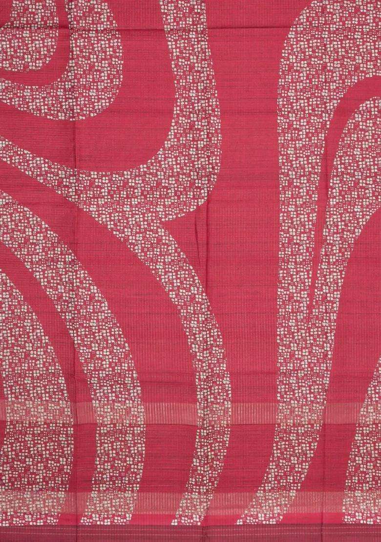 Crimson Printed Synthetic Tussar Silk Saree With Zari Checks Motifs For Women - Indya