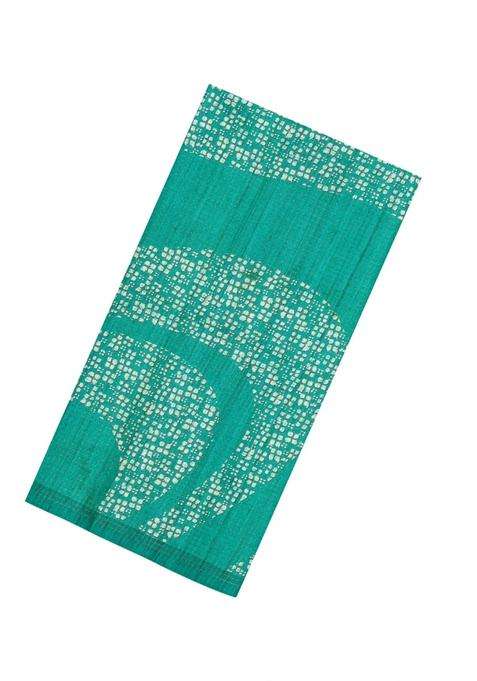 Aquamarine Printed Synthetic Tussar Silk Saree With Zari Checks Motifs For Women