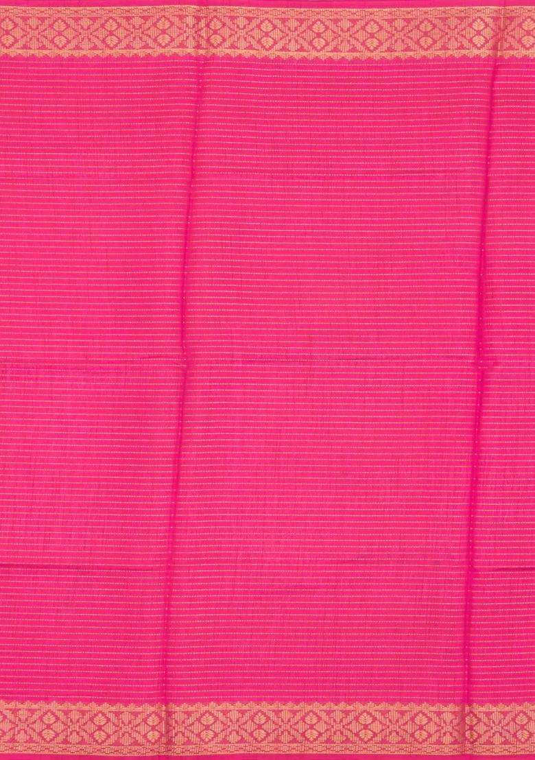 Pink Printed Synthetic Dola Silk Saree With Zari Stripes Border For Women - Indya