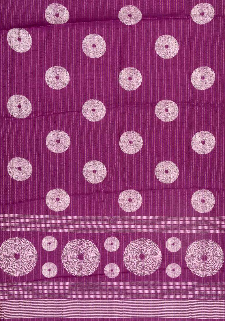Magenta Printed Synthetic Dola Silk Saree With Zari Stripes Border For Women - Indya