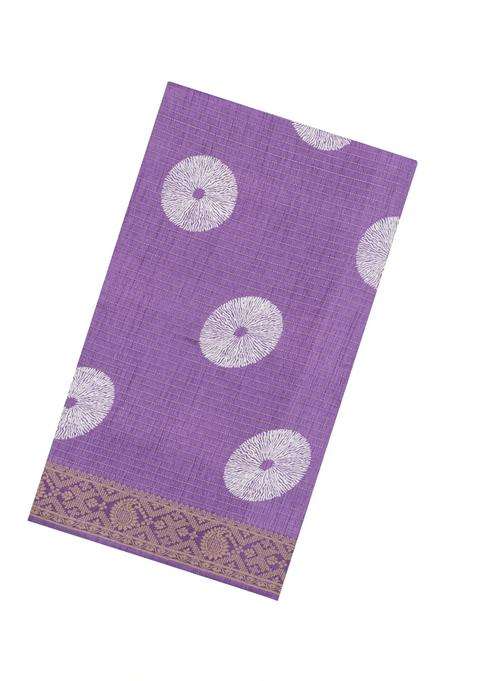 Lavander Lavender Printed Synthetic Dola Silk Saree With Zari Stripes Border For Women