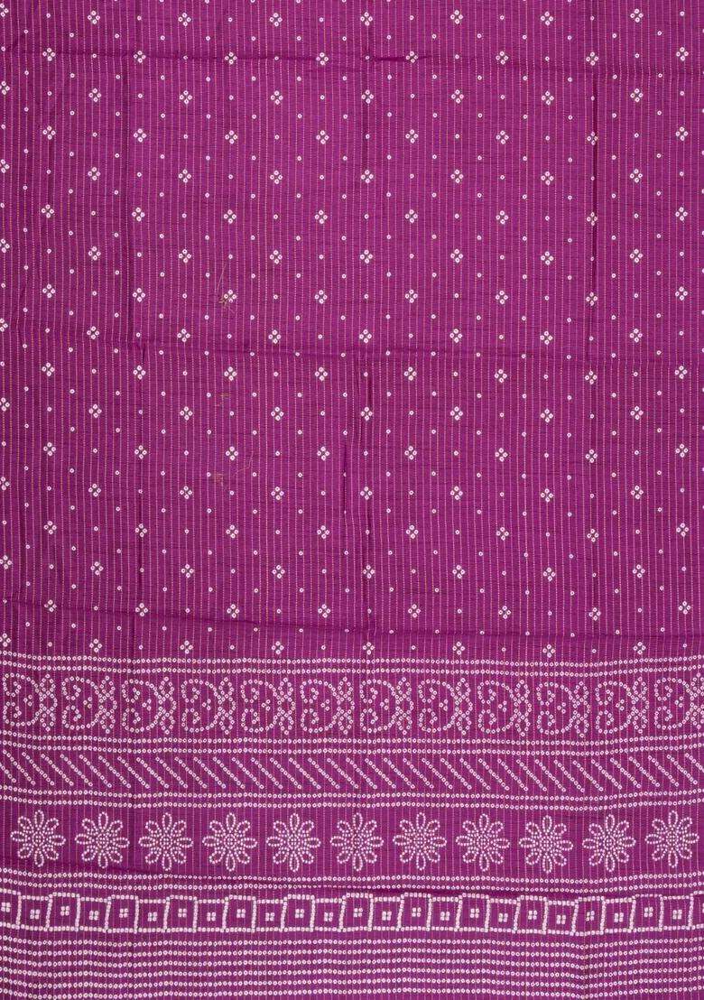 Magenta Printed Synthetic Dola Silk Saree With Zari Stripes Border For Women - Indya