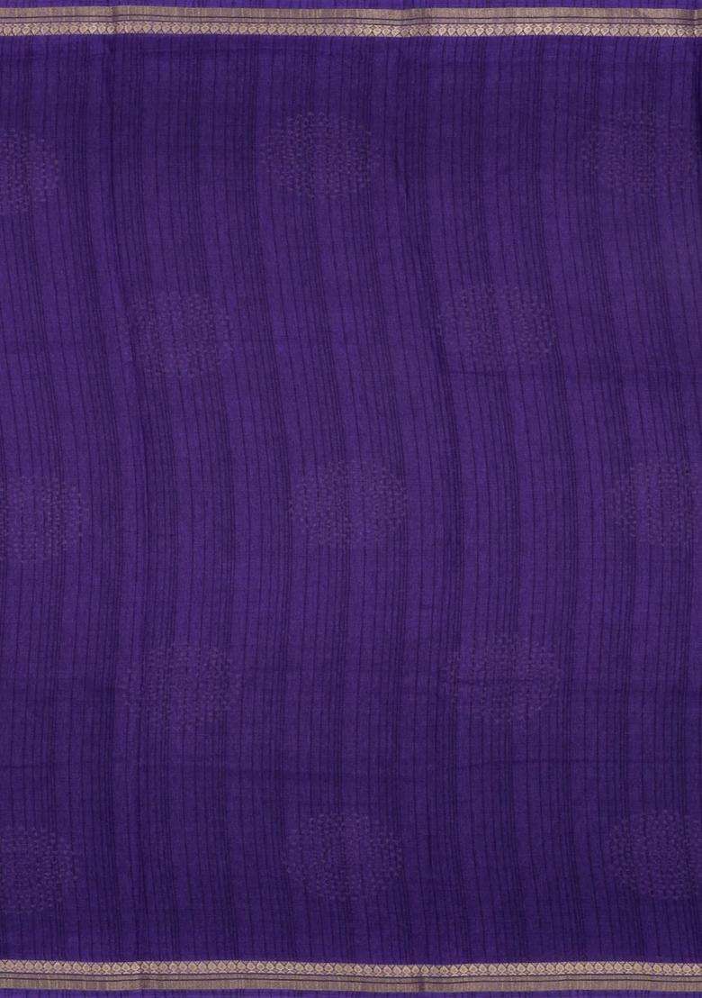 Violet Printed Synthetic Dola Silk Saree With Zari Border For Women - Indya