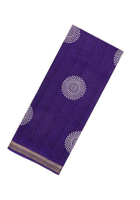 Violet Printed Synthetic Dola Silk Saree With Zari Border For Women
