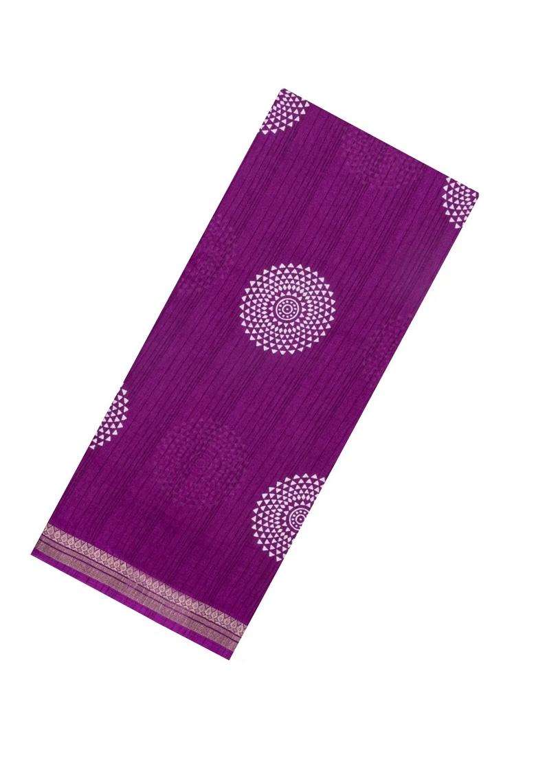 Magenta Mgenta Printed Synthetic Dola Silk Saree With Zari Border For Women - Indya