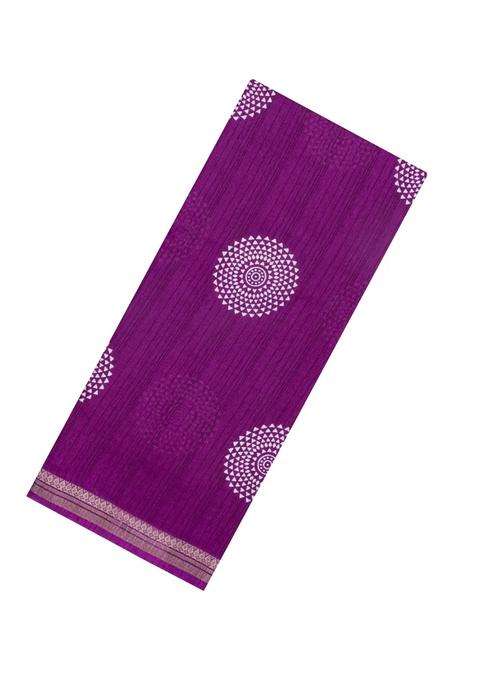 Magenta Mgenta Printed Synthetic Dola Silk Saree With Zari Border For Women