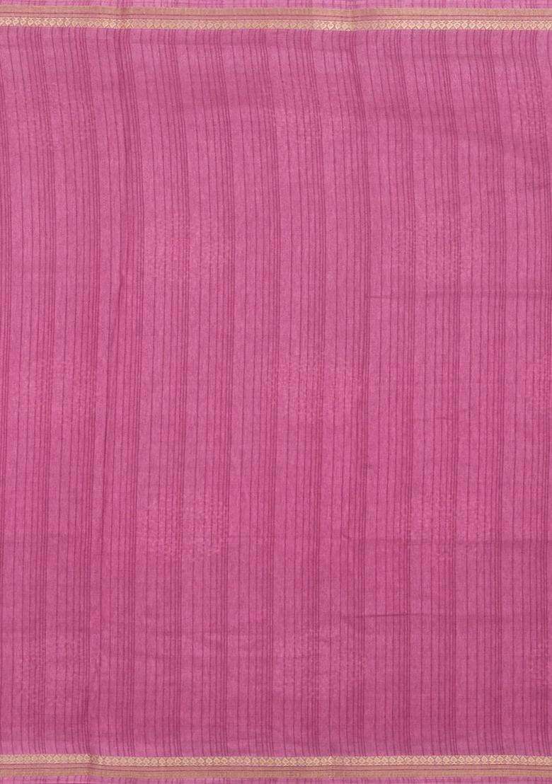 Dusty Pink Printed Synthetic Dola Silk Saree With Zari Border For Women - Indya