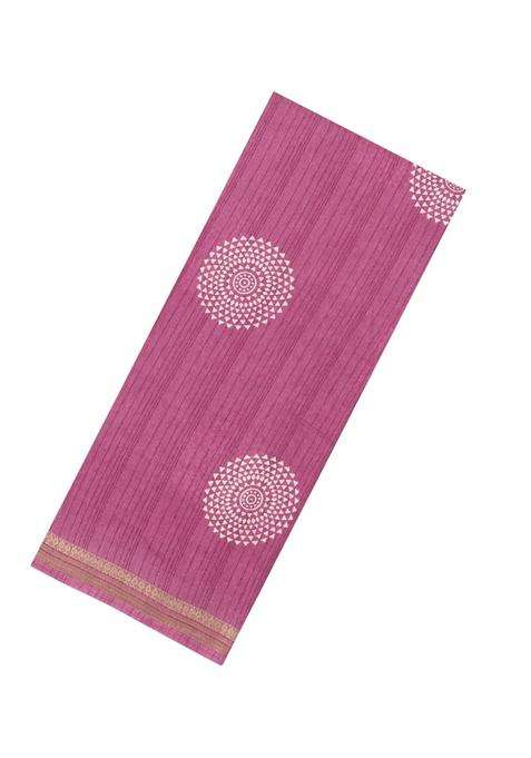 Dusty Pink Printed Synthetic Dola Silk Saree With Zari Border For Women