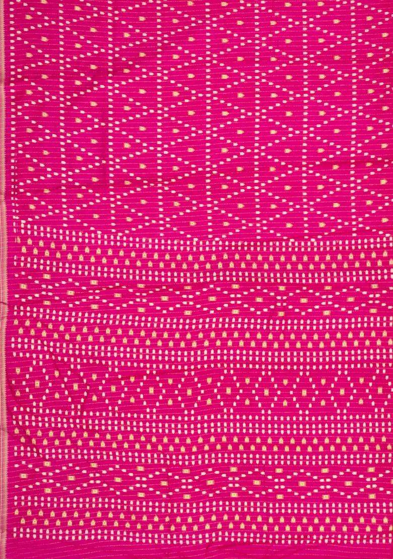 Pink Printed Synthetic Dola Silk Saree With Motifs Zari Stripes For Women - Indya