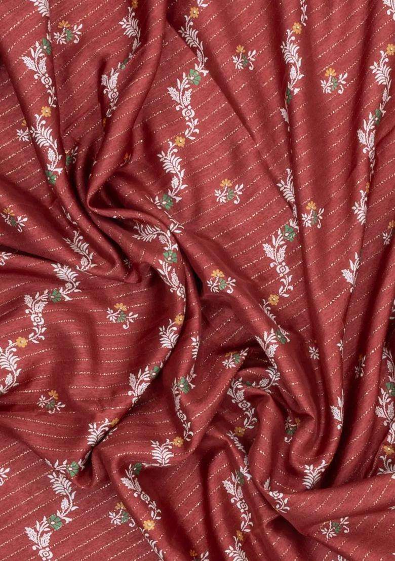 Brown Printed Synthetic Dola Silk Saree With Motifs Zari Stripes For Women - Indya