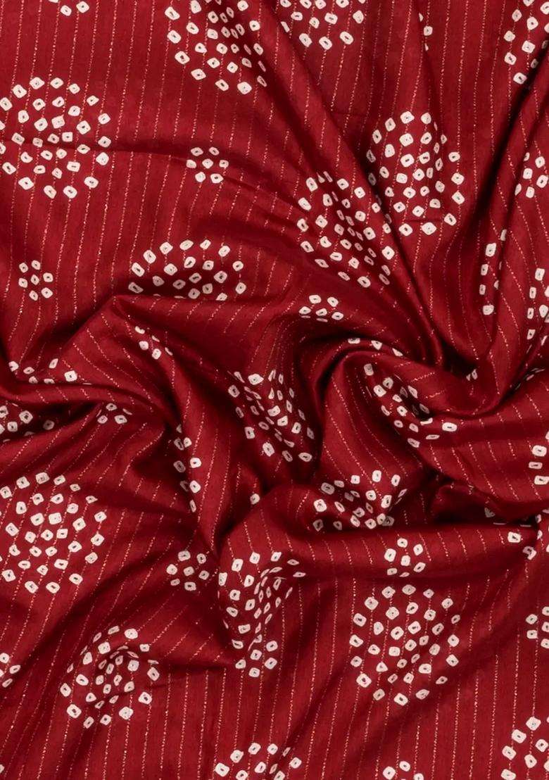 Maroon Printed Synthetic Dola Silk Saree With Motifs Zari Stripes For Women - Indya