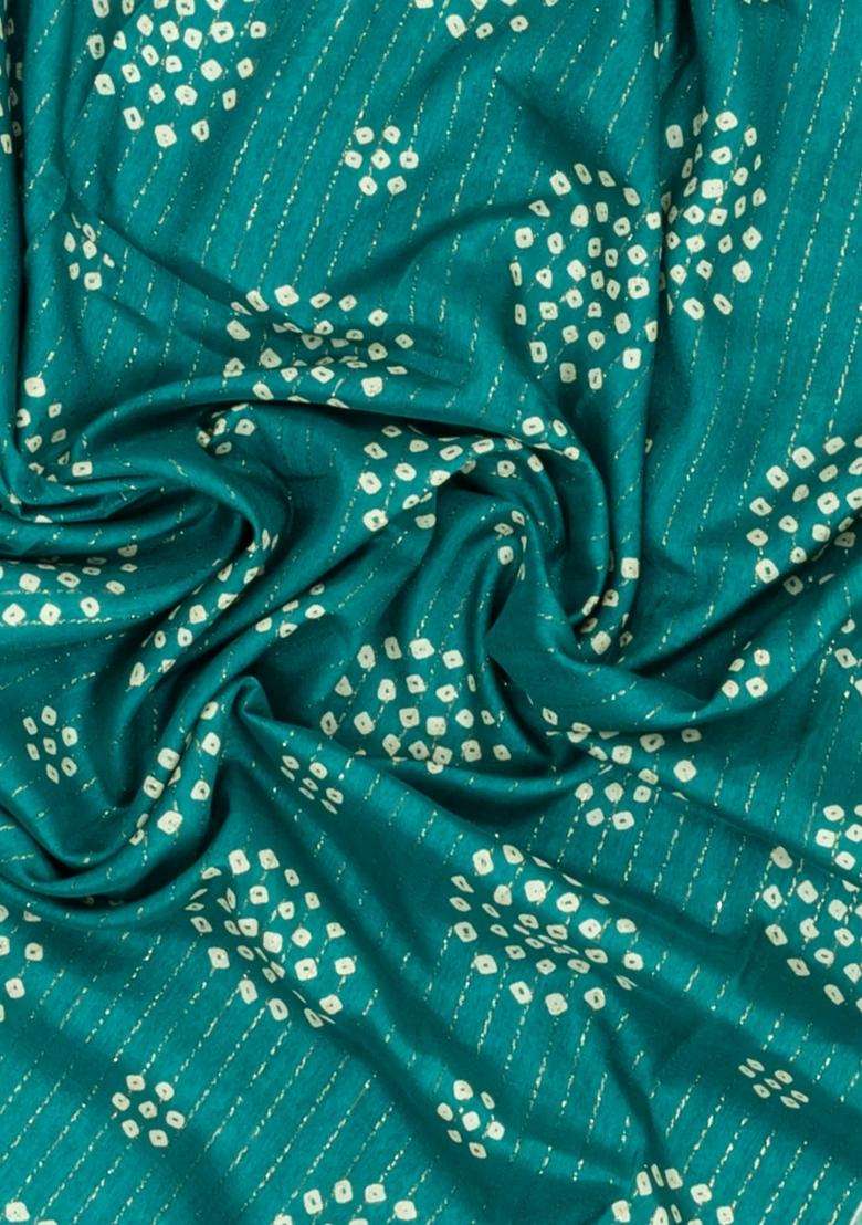 Cyan Printed Synthetic Dola Silk Saree With Motifs Zari Stripes For Women - Indya