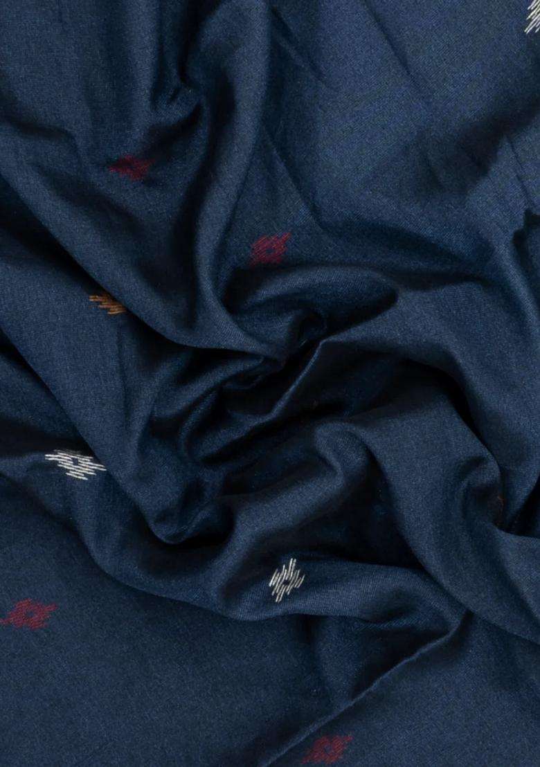 Dark Grey Printed Blended Erode Cotton Saree With Zari Border For Women - Indya