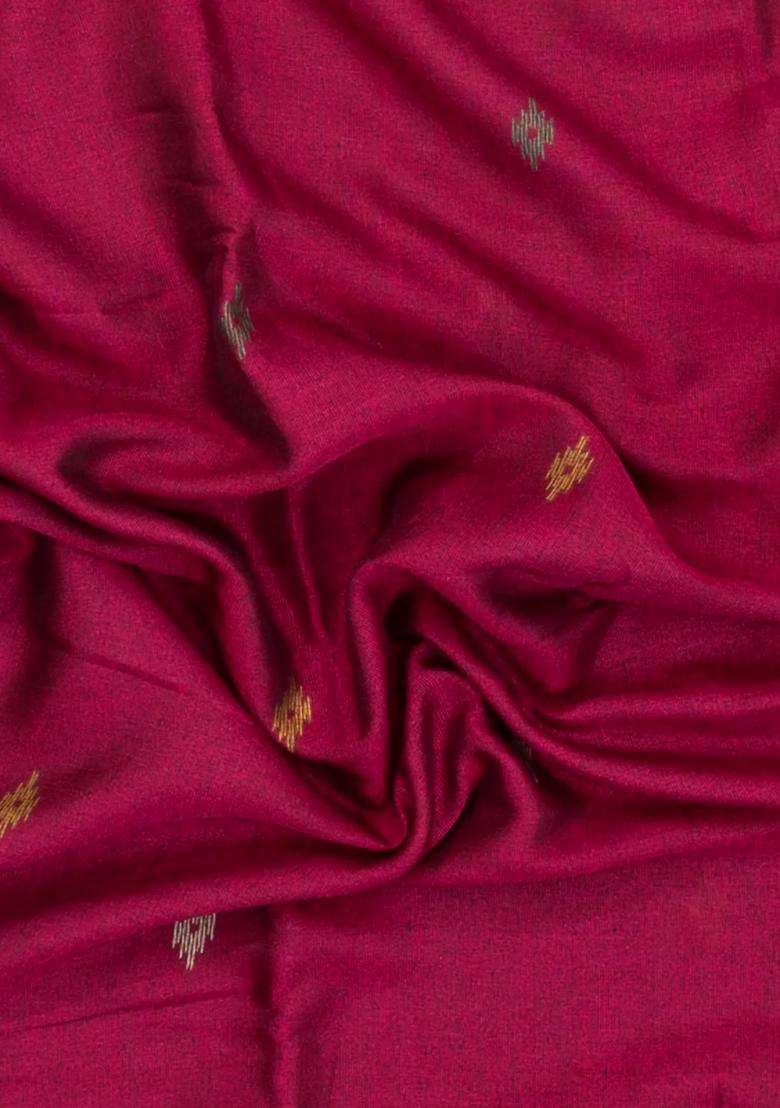 Magenta Printed Blended Erode Cotton Saree With Zari Border For Women - Indya