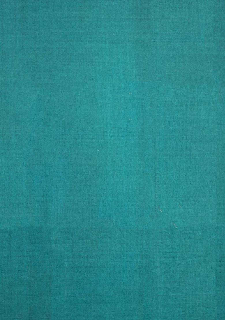 Sea Green Woven Tussar Silk Saree With Checks Dotted Motifs With Checks And Stripes Design For Women - Indya