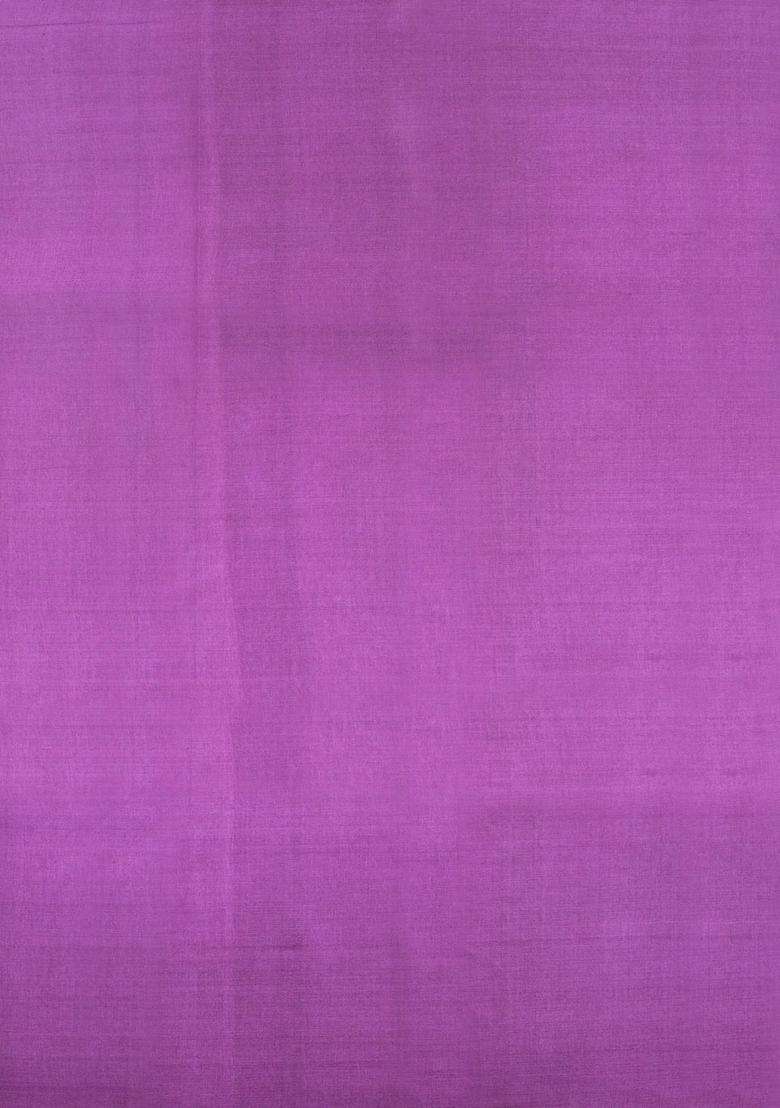 Magenta Woven Tussar Silk Saree With Checks Dotted Motifs With Checks And Stripes Design For Women - Indya