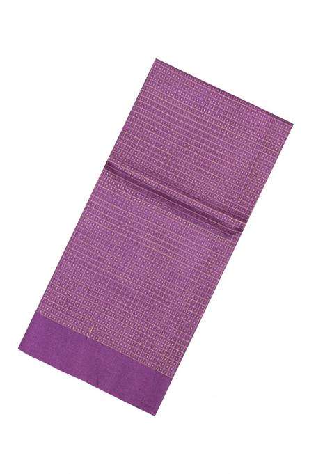 Magenta Woven Tussar Silk Saree With Checks Dotted Motifs With Checks And Stripes Design For Women