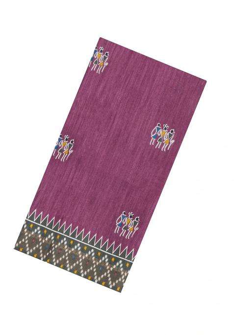 Chestnut Pink Chesnutt Pink Woven Tussar Silk Saree With Printed Tribal Motifs For Women