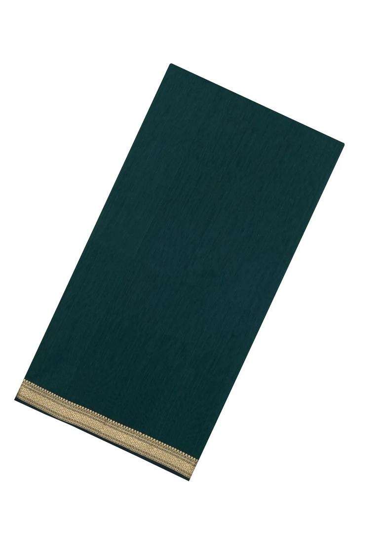 Bottle Green Handloom Maheswari Silk Cotton Saree With Zari Border With Traditional Woven Design For Women - Indya