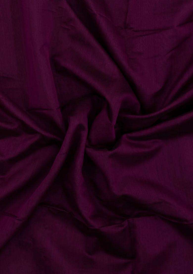 Default Title Dark Burugndy Handloom Maheswari Silk Cotton Saree With Zari Border With Traditional Woven Design For Women - Indya