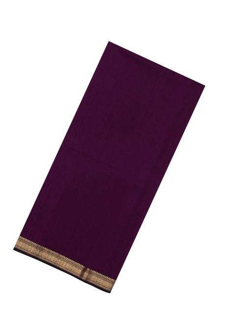 Default Title Dark Burugndy Handloom Maheswari Silk Cotton Saree With Zari Border With Traditional Woven Design For Women
