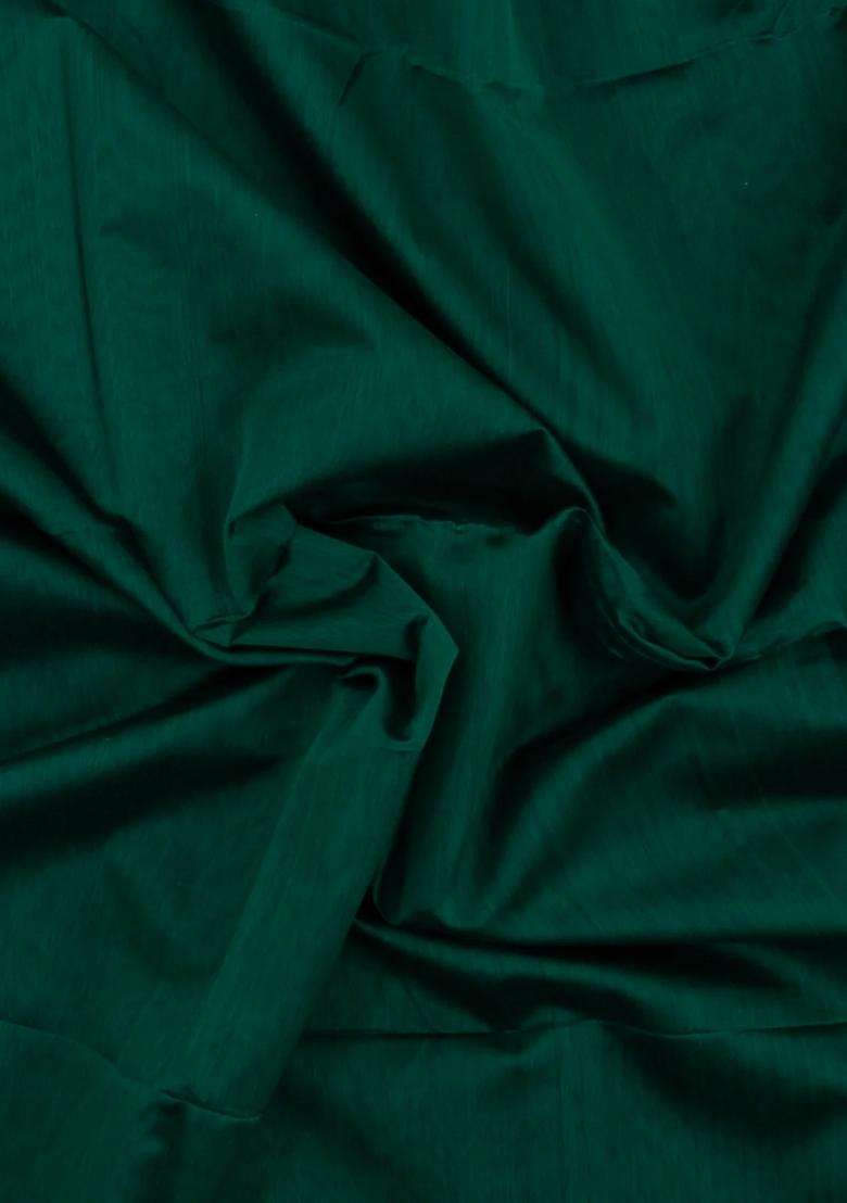 Dark Green Handloom Maheswari Silk Cotton Saree With Zari Border With Traditional Woven Design For Women - Indya
