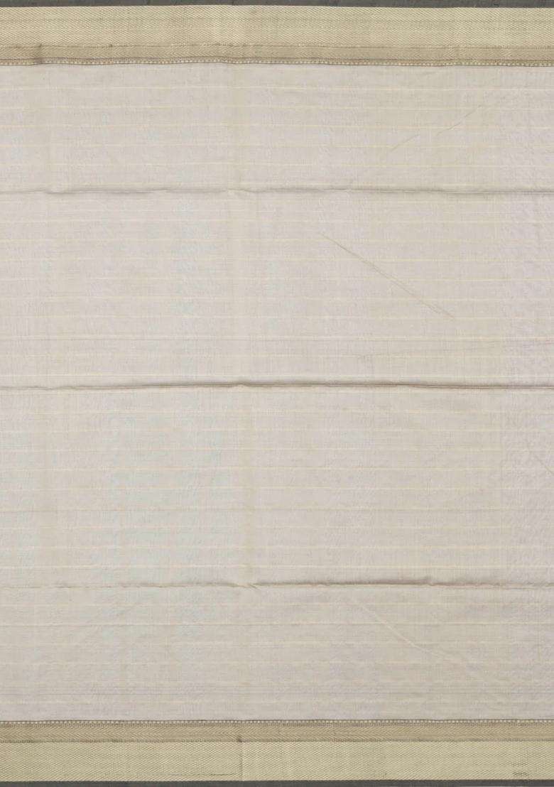 Maroon Handloom Maheswari Silk Cotton Saree With Checks Zari Border With Checks And Stripes Design For Women - Indya