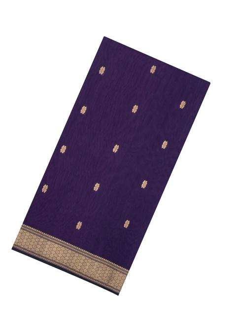 Mauve Handloom Maheswari Silk Cotton Saree With Floral Buttas Zari Border With Buttas And Brocade Design For Women