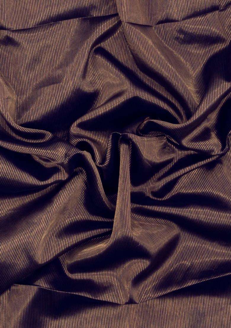 Default Title Dark Purple Handloom Maheswari Silk Cotton Saree With Zari Stripes With Checks And Stripes Design For Women - Indya