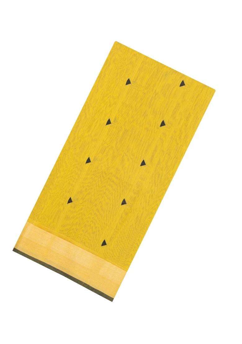 Mustard Handloom Maheswari Silk Cotton Saree With Buttas Zari Border With Buttas And Brocade Design For Women - Indya