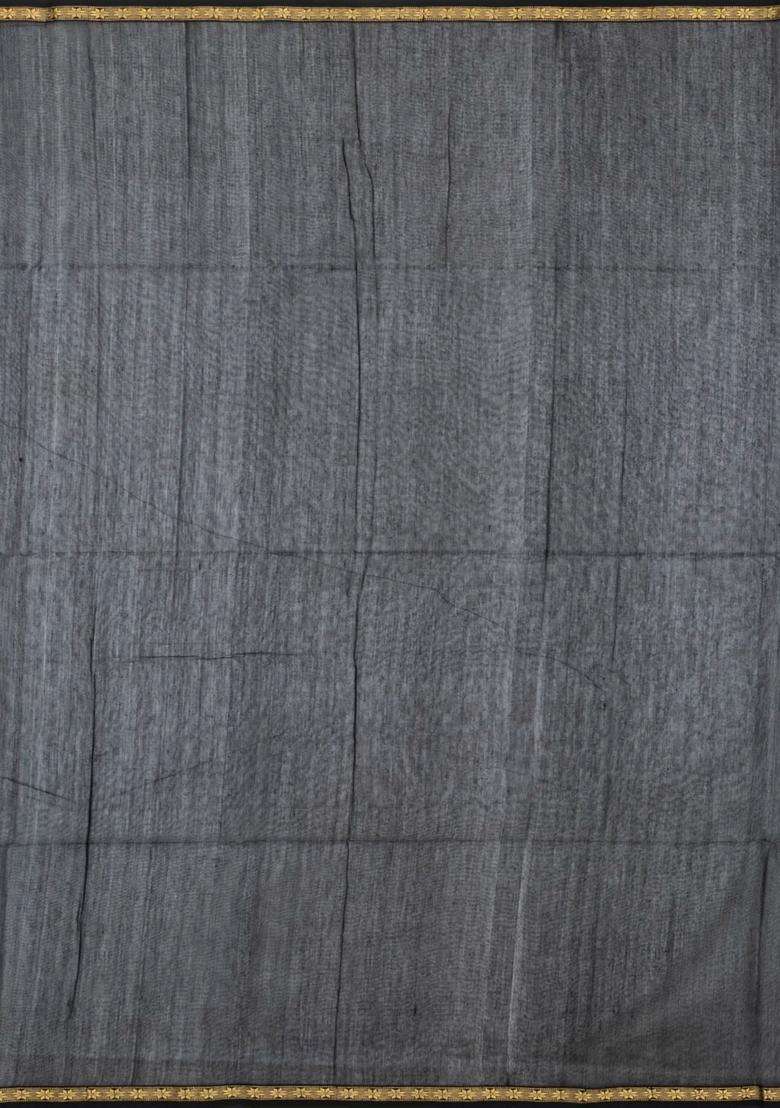 Black Handloom Maheswari Silk Cotton Saree With Buttas Zari Border With Buttas And Brocade Design For Women - Indya