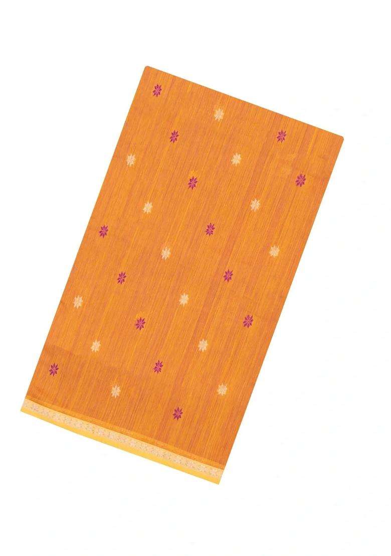 Magenta Handloom Maheswari Silk Cotton Saree With Buttas Zari Border With Buttas And Brocade Design For Women - Indya