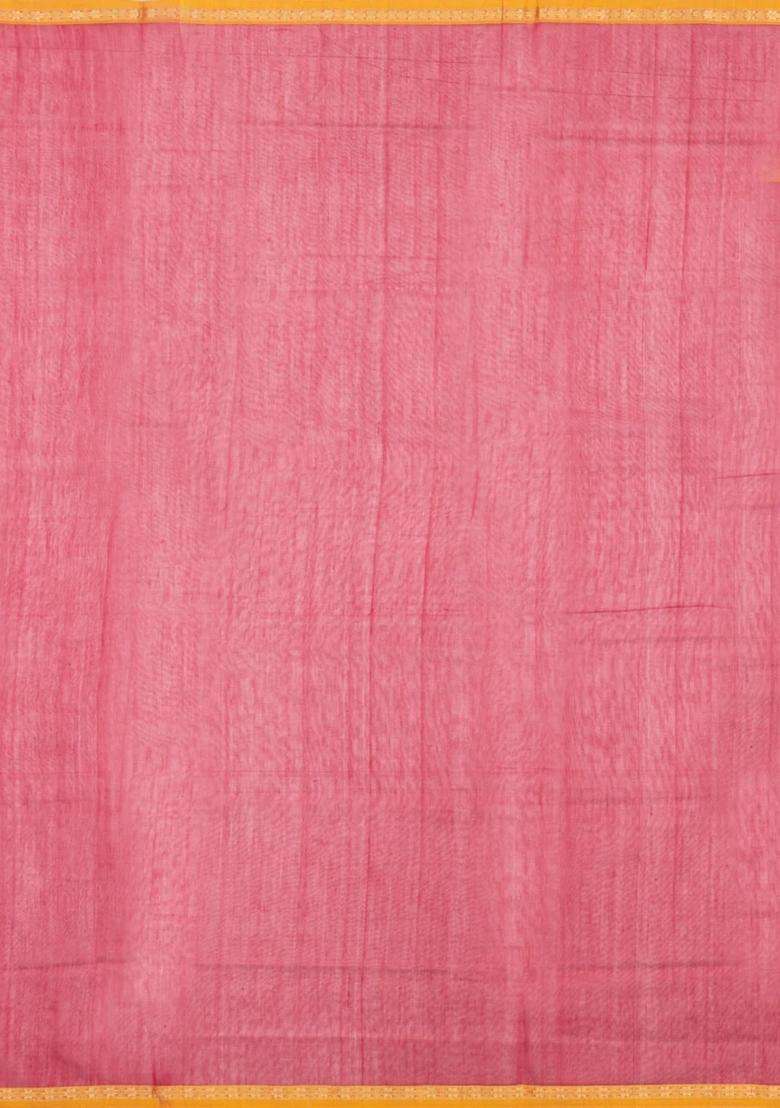 Red Handloom Maheswari Silk Cotton Saree With Buttas Zari Border With Buttas And Brocade Design For Women - Indya