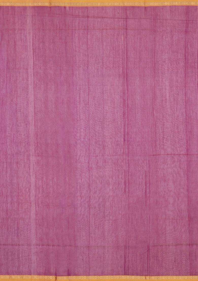 Magenta Handloom Maheswari Silk Cotton Saree With Buttas Zari Border With Buttas And Brocade Design For Women - Indya
