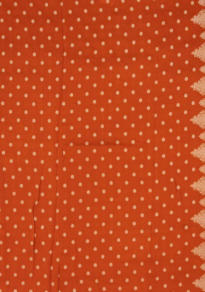 Orange Woven Viscose Art Silk Saree With Floral Vine Motifs With Buttas And Brocade Design For Women - Indya