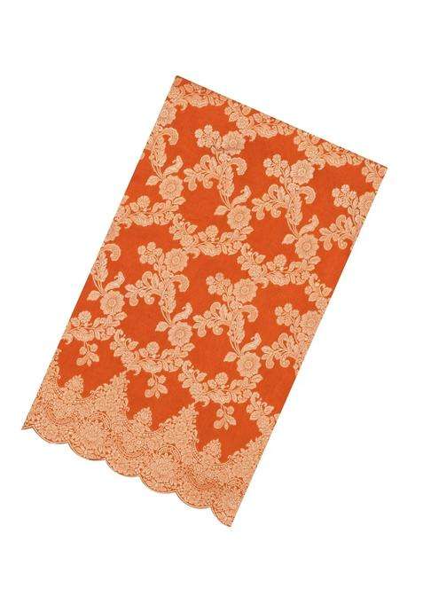 Orange Woven Viscose Art Silk Saree With Floral Vine Motifs With Buttas And Brocade Design For Women