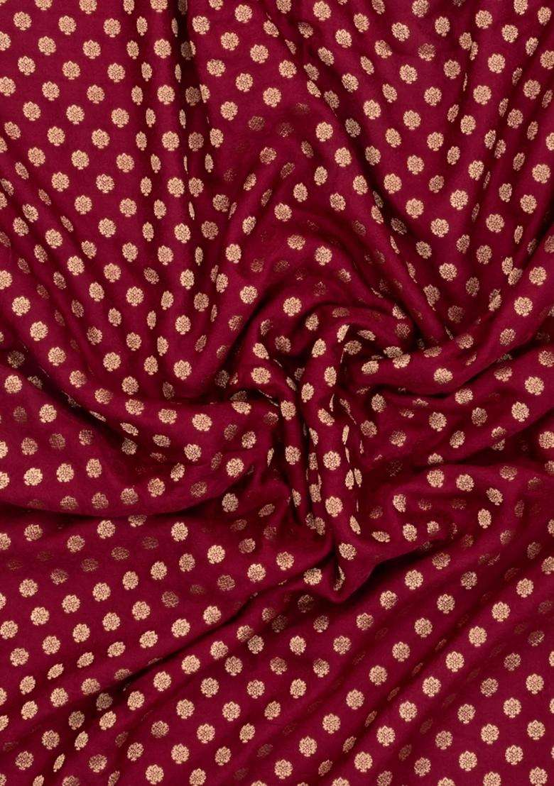Maroon Woven Pure Viscose Art Silk Saree With Floral Zari Motifs With Buttas And Brocade Design For Women - Indya