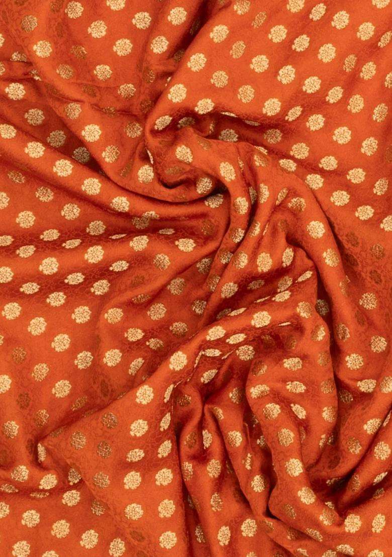 Orange Woven Pure Viscose Art Silk Saree With Floral Zari Motifs With Buttas And Brocade Design For Women - Indya