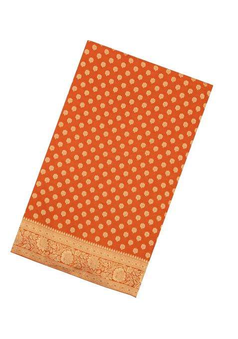 Orange Woven Pure Viscose Art Silk Saree With Floral Zari Motifs With Buttas And Brocade Design For Women